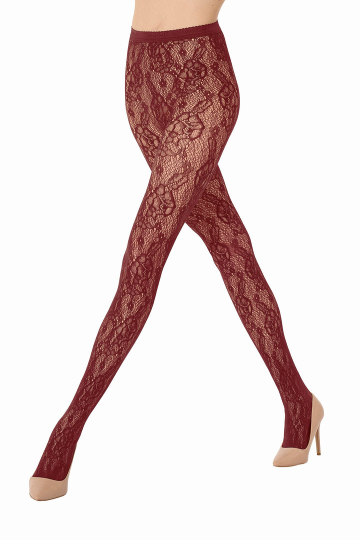 Wolford - Infinite Rose Net Tights 19478 - 3265 Bordeaux