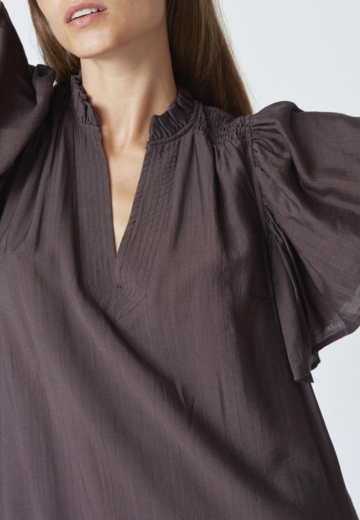 Co´Couture - Heracc Ss Frill Dress 36421 - 83 - Mocca