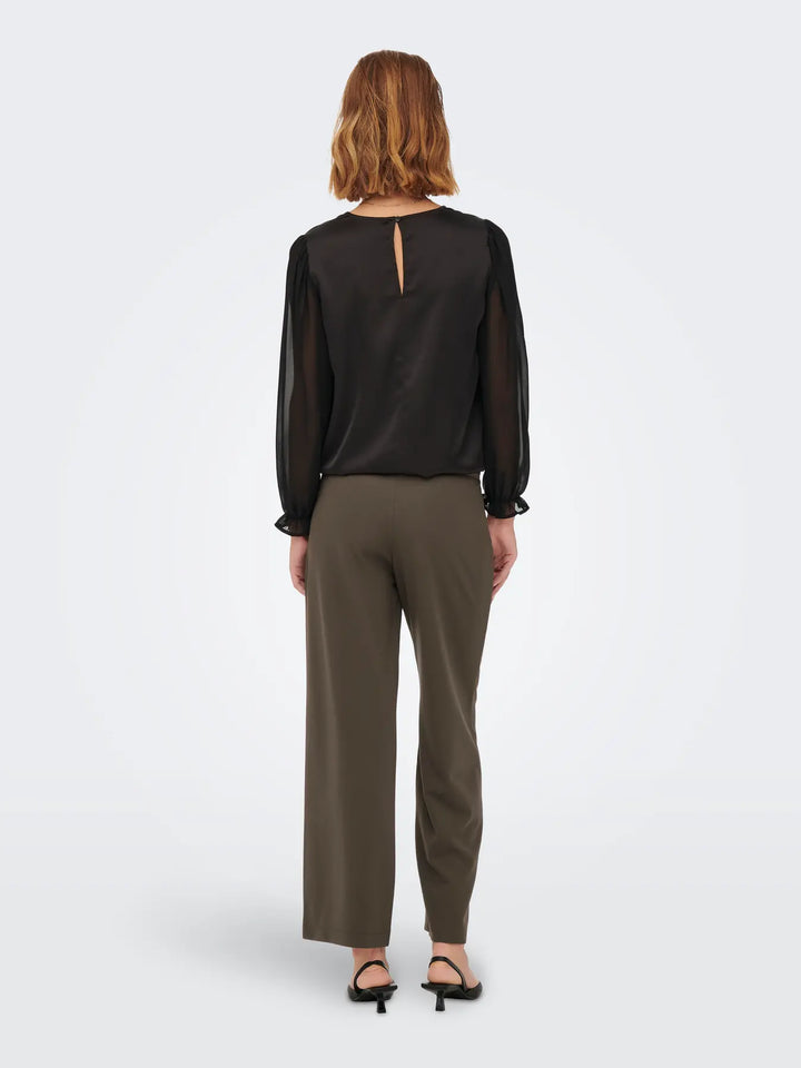JDY - Jdygeggo Life New Long Pant - 4071962 Chocolate Brown Black Buttons