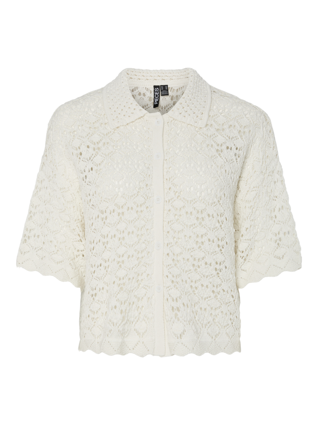 Pieces - Pcfalka Ss Knit Shirt - 4776518 Cloud Dancer