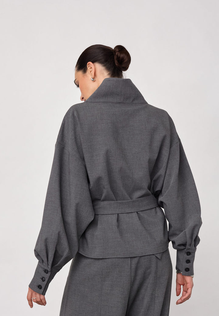 Co´Couture - Priscillacc Funnel Neck Blouse 500822 - 65003 - Mid Grey