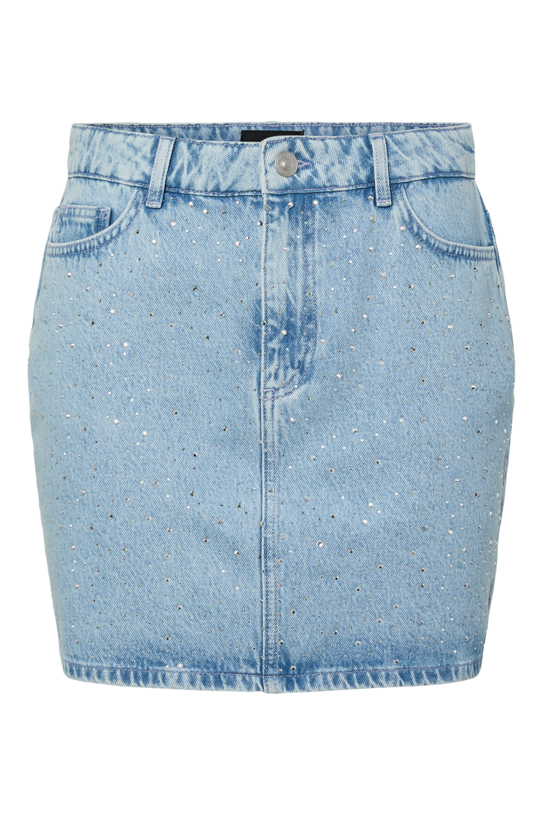 Pieces - Pcnoel Short Denim Skirt Pp - 4936544 Light Blue Denim Rhine Stones