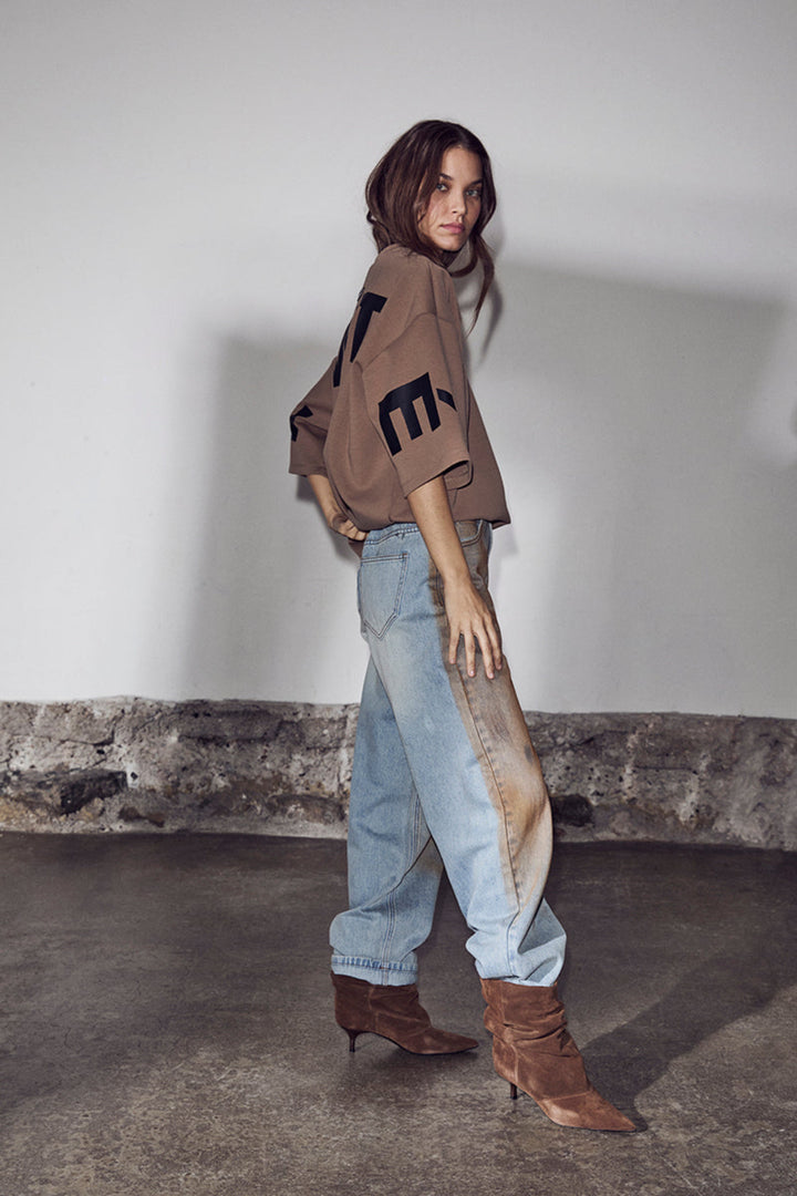 Haute L'Amitié - Maxi Split Ss Logo Sweat HL10461 - Walnut