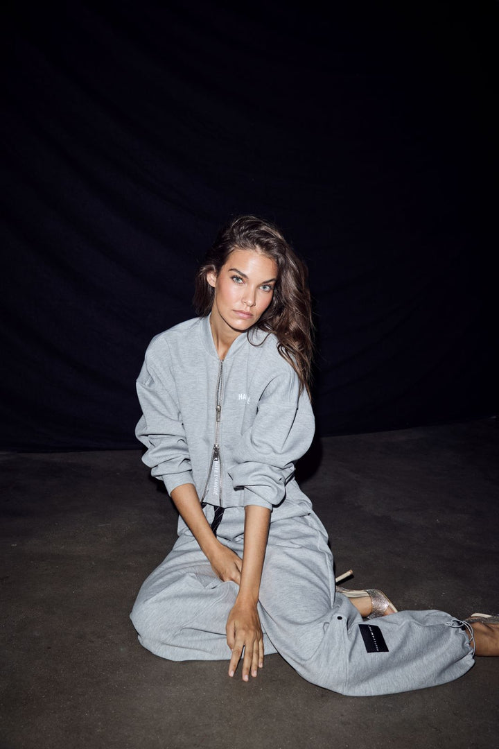 Haute L'Amitié - Maxi Crop Zip Sweat Hl10880 - Grey Melangé