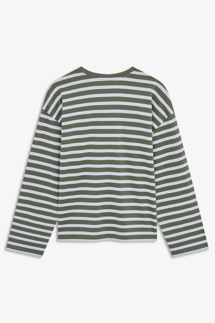 ModströM - Taimmd Stripe Ls T-Shirt 59970 - 11225 - Army Plein Air Stripe