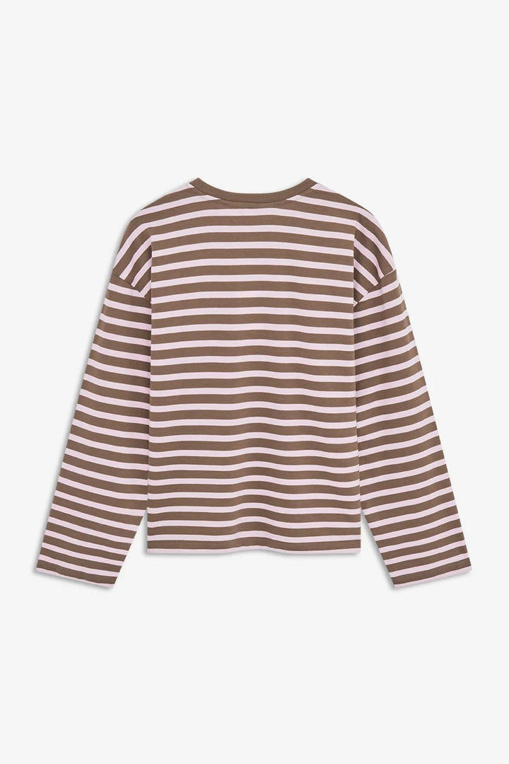 ModströM - Taimmd Stripe Ls T-Shirt 59970 - 11211 - Brown Blossom Stripe