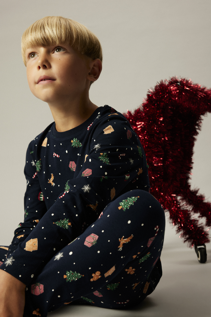 Name It - Nmnvismas Ls Nightset - 4879857 Navy Blazer Xmas Aop Navy