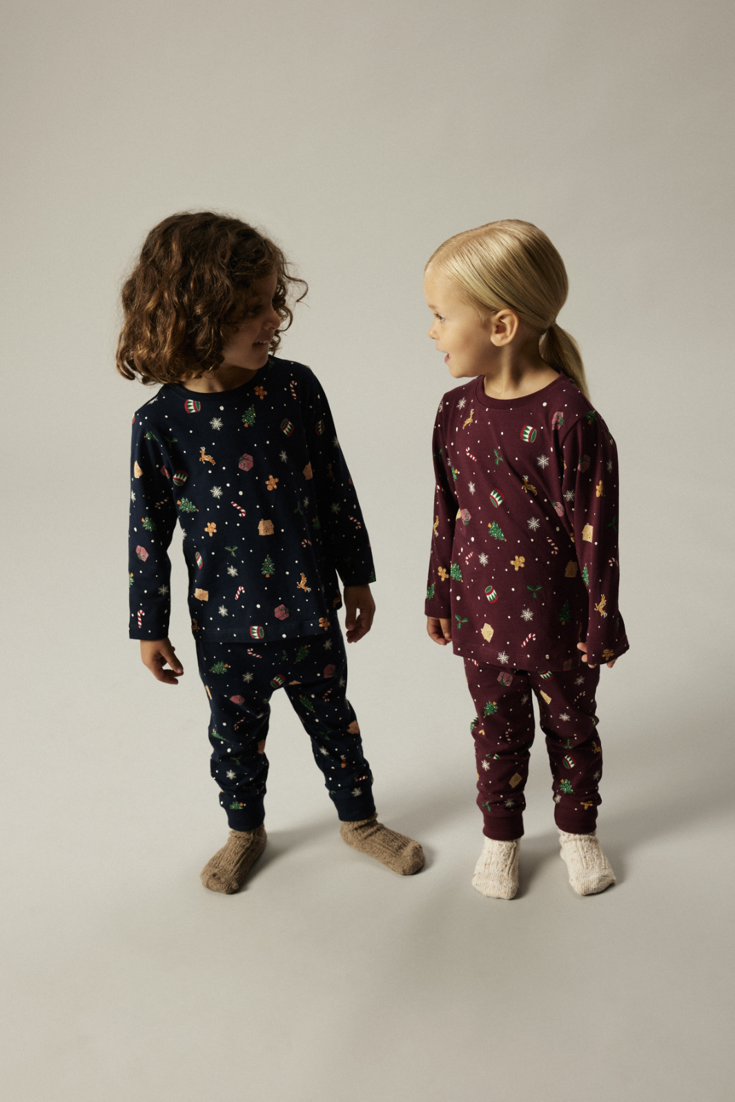 Name It - Nknvismas Ls Nightset - 4918937 Burgundy Xmas Aop