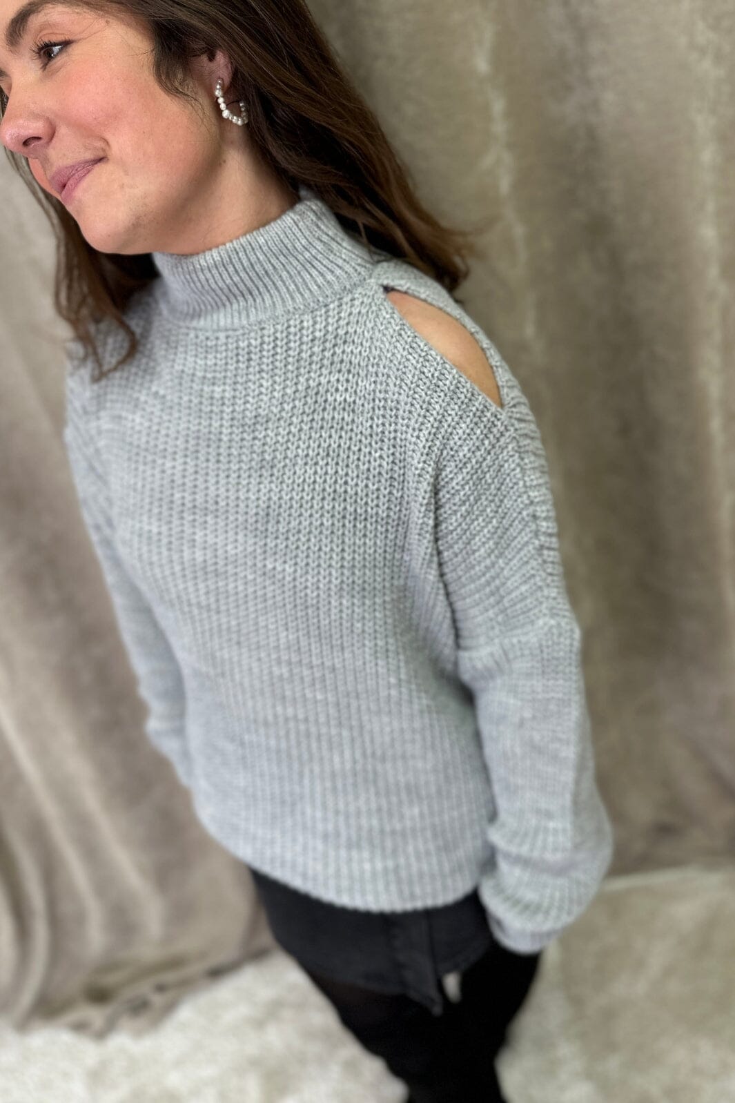 A-bee - 2731 Knitted Sweater - Light Grey Strikbluser 