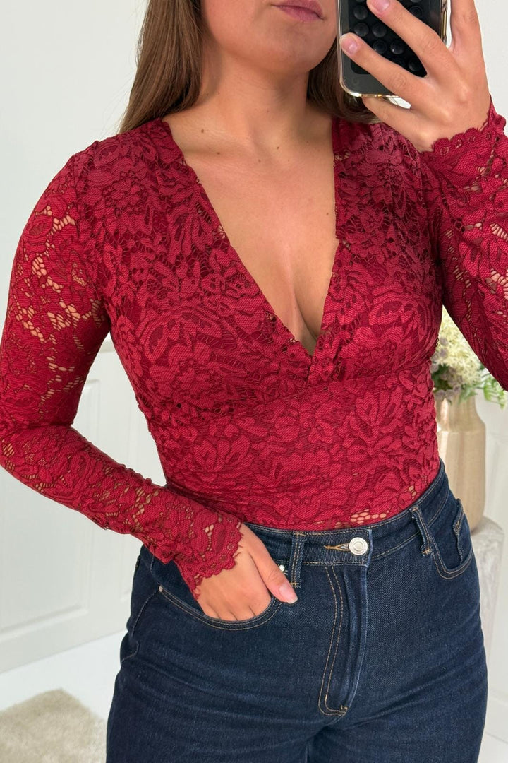 A-bee - Anabella Bodystocking - Burgundy Bodystockings 