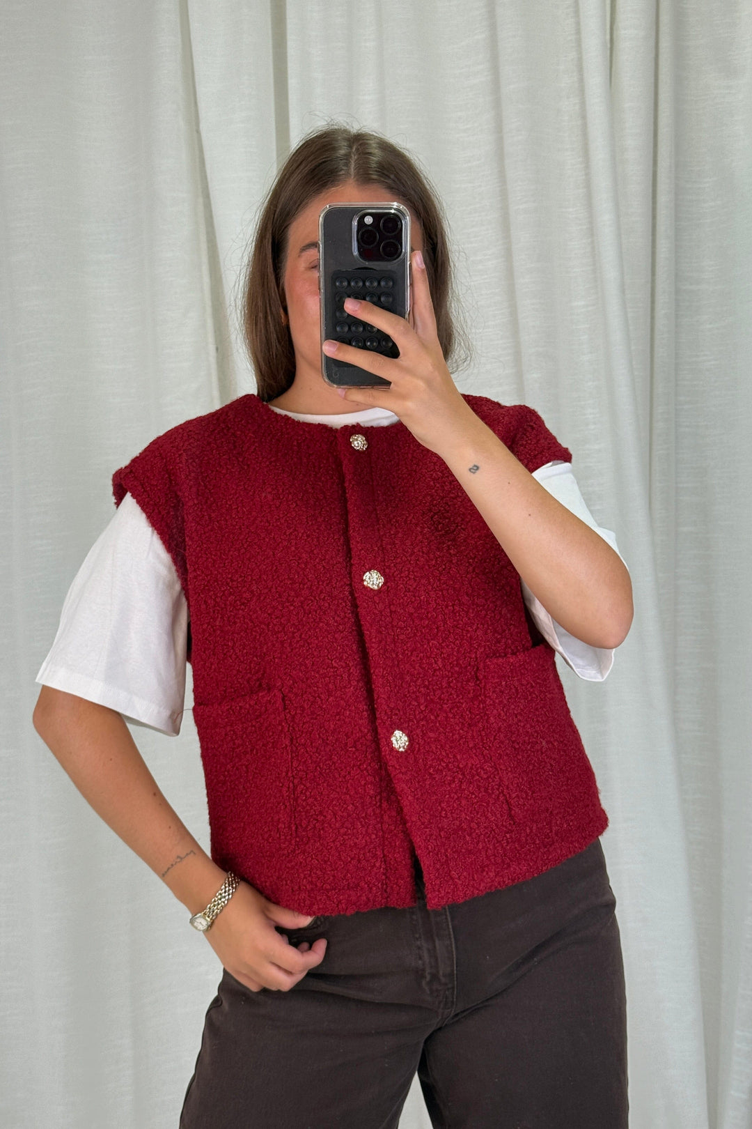 A-bee - Aurora Vest - Burgundy Veste 