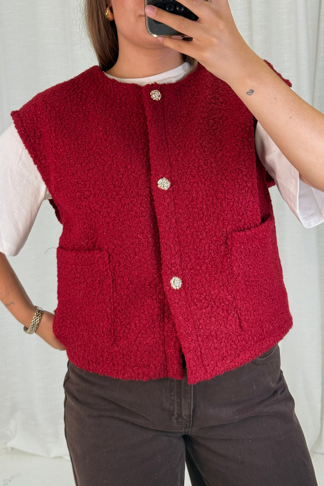 A-bee - Aurora Vest - Burgundy Veste 
