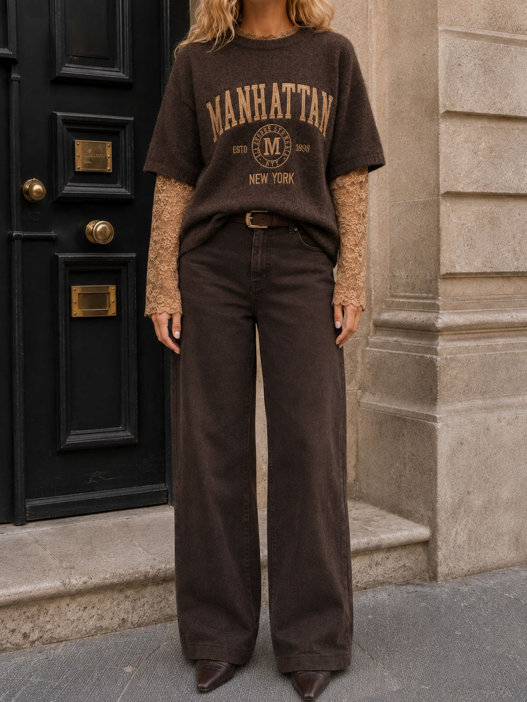 A-Bee - Avia Knit - Brown Strikbluser 