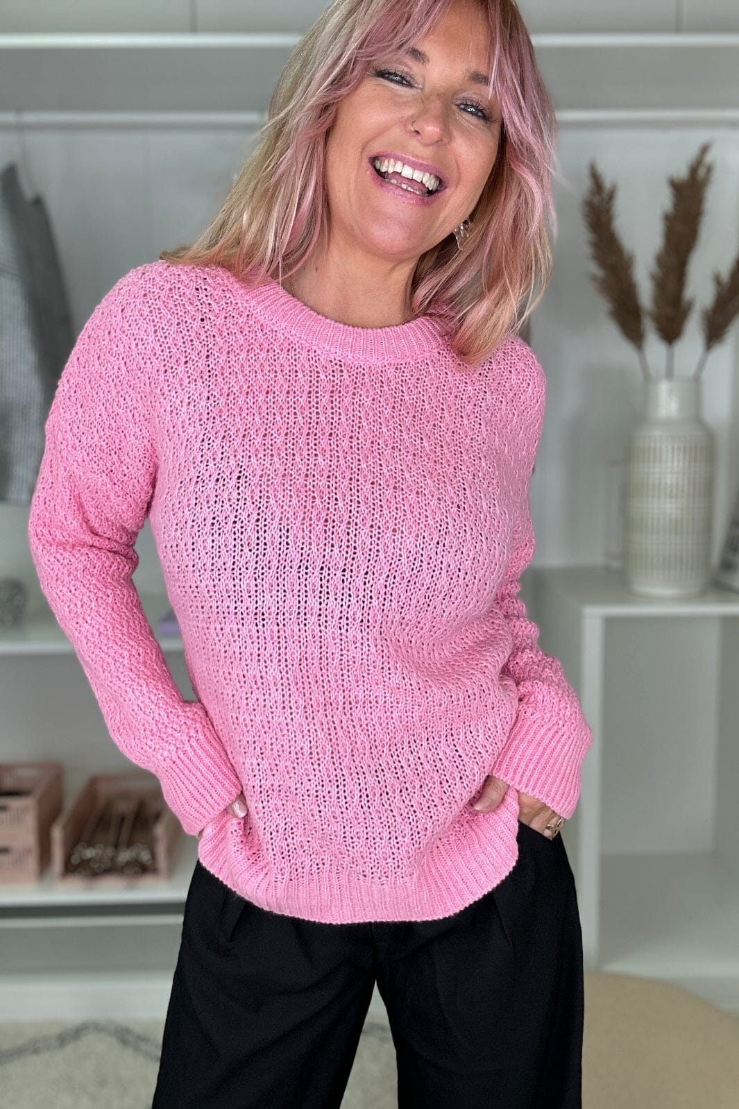 A-bee - Blouse P2061 - Pink Strikbluser 