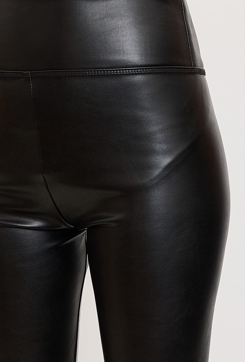 A-bee - Fake Leather Leggings Y8301 - Black Leggings 
