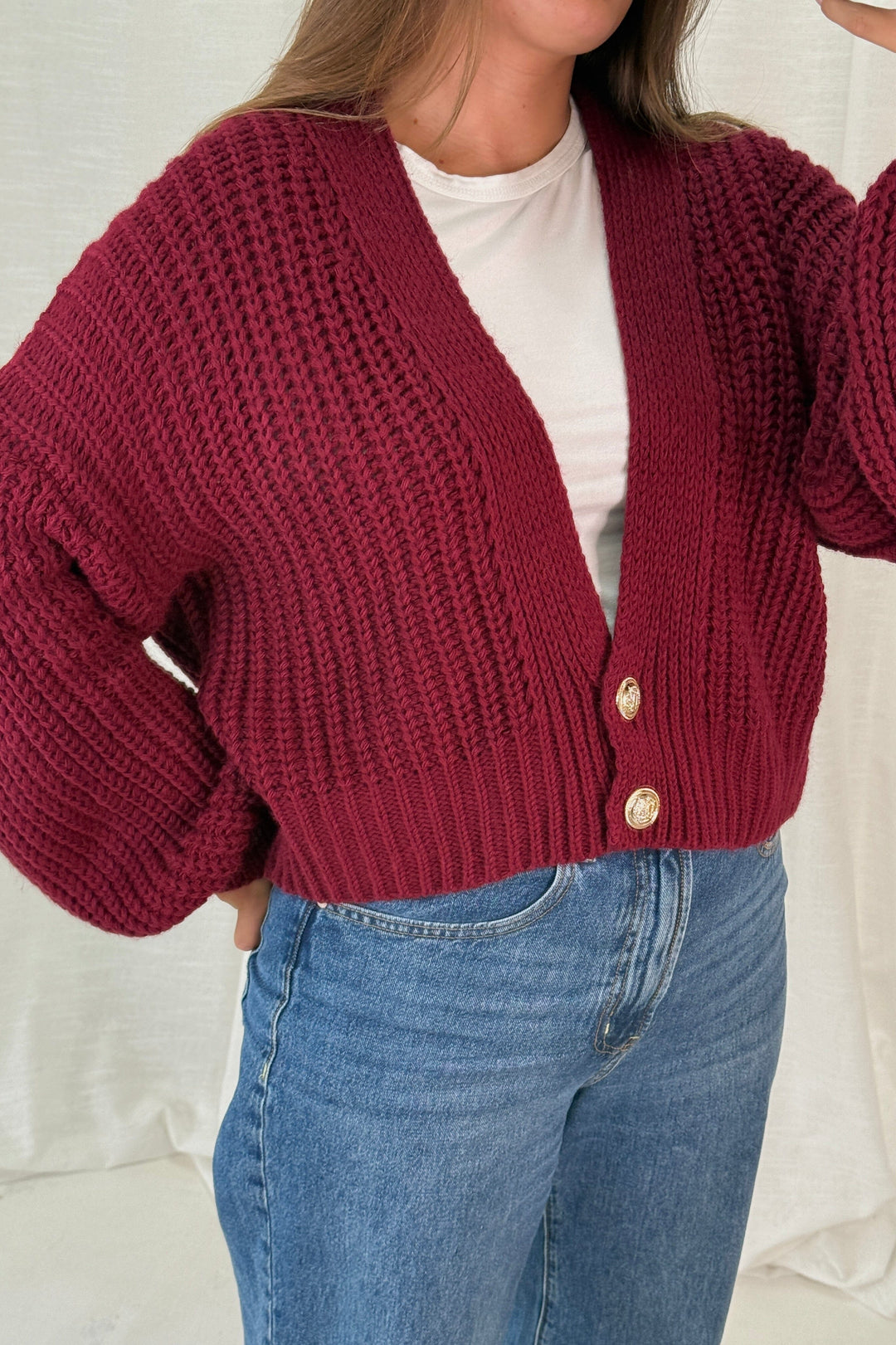 A-bee - Ivy Cardigan - Burgundy Cardigans 