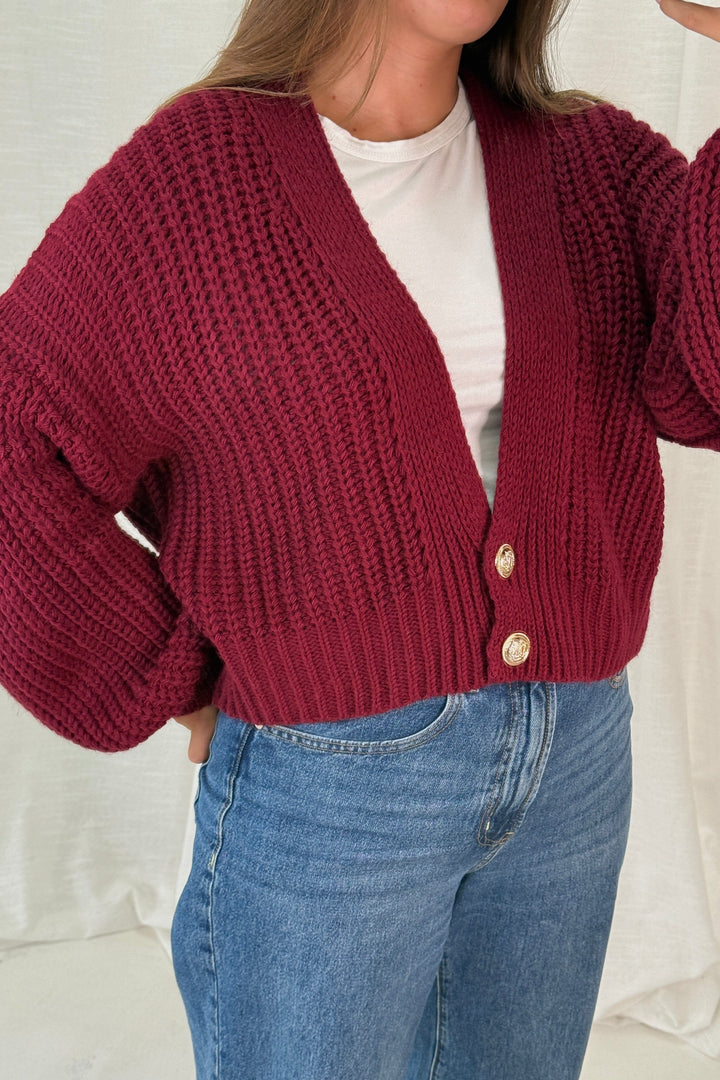 A-bee - Ivy Cardigan - Burgundy Cardigans 