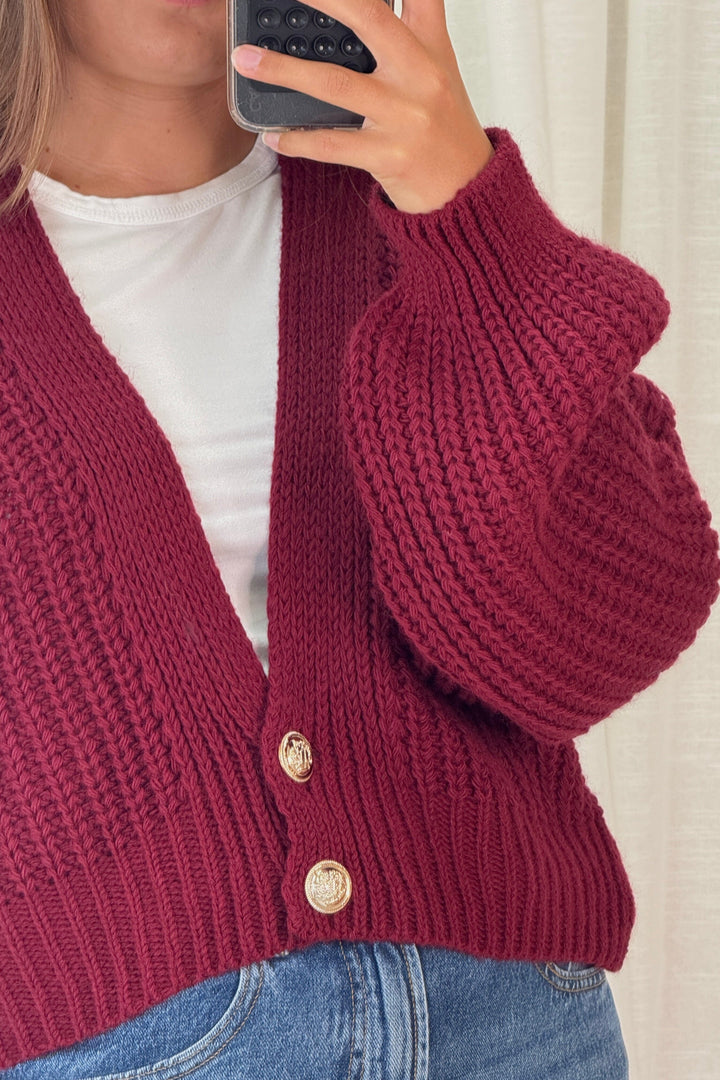 A-bee - Ivy Cardigan - Burgundy Cardigans 