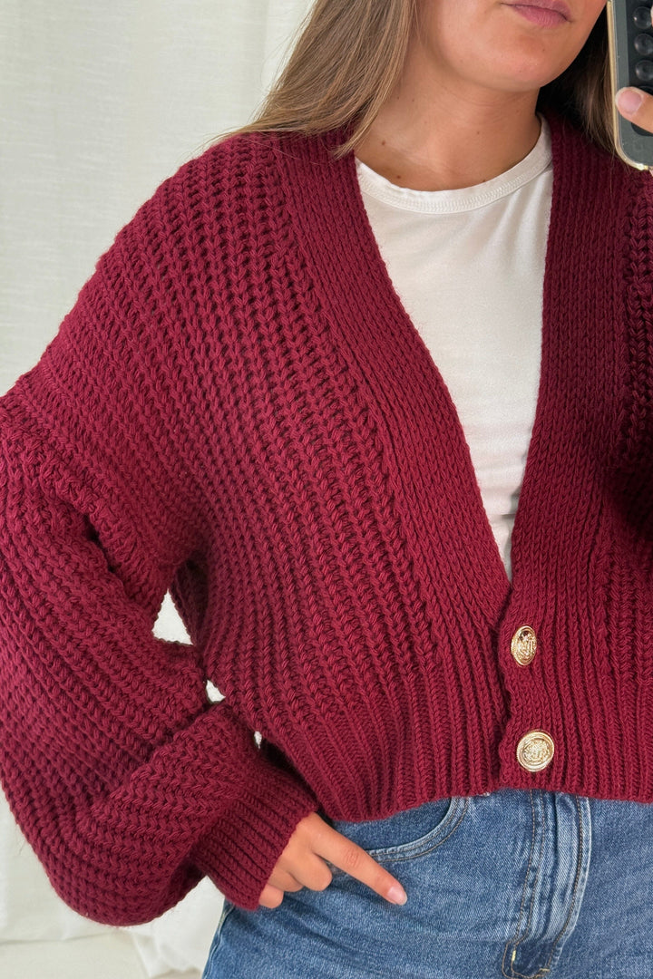 A-bee - Ivy Cardigan - Burgundy Cardigans 