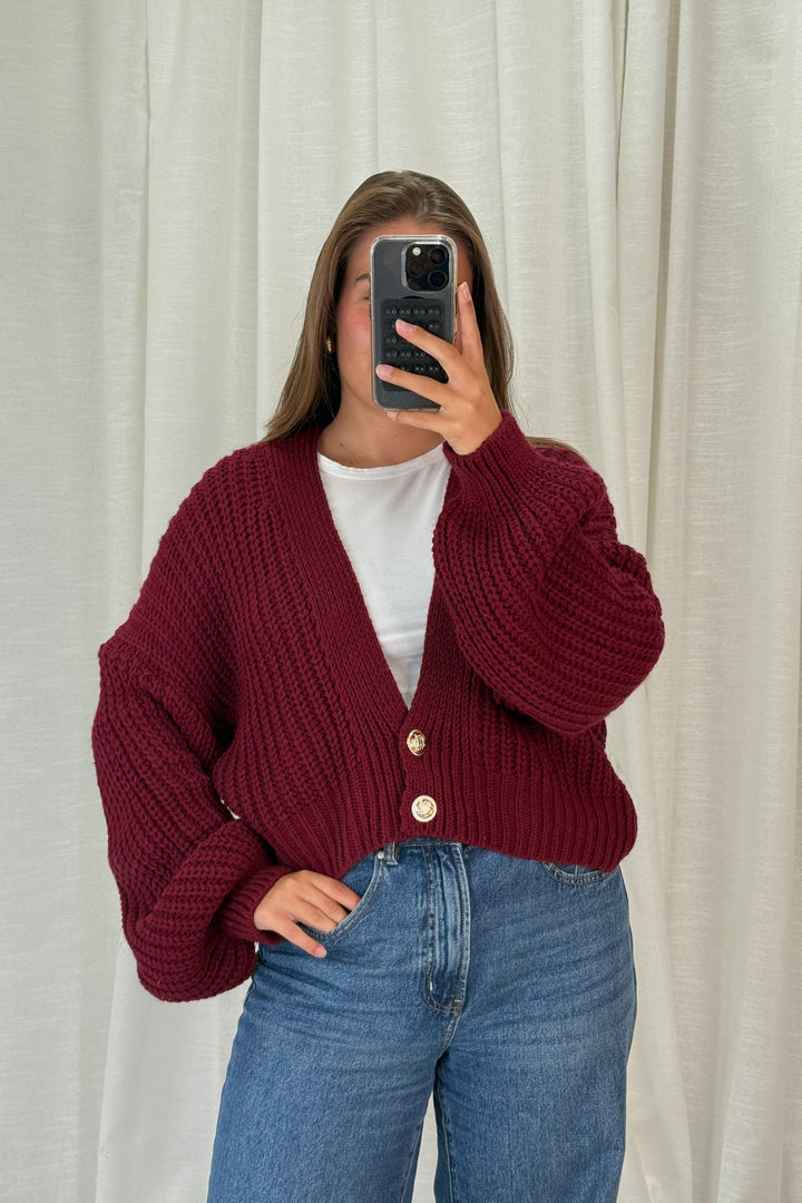 A-bee - Ivy Cardigan - Burgundy Cardigans 