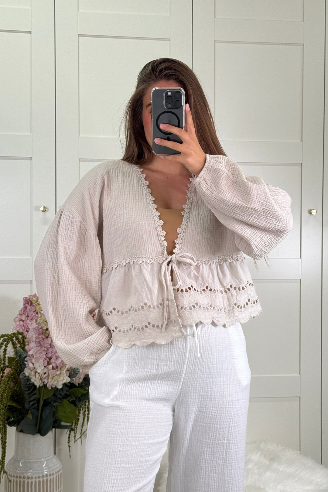 A-bee - Jenny Shirt - Beige Bluser 