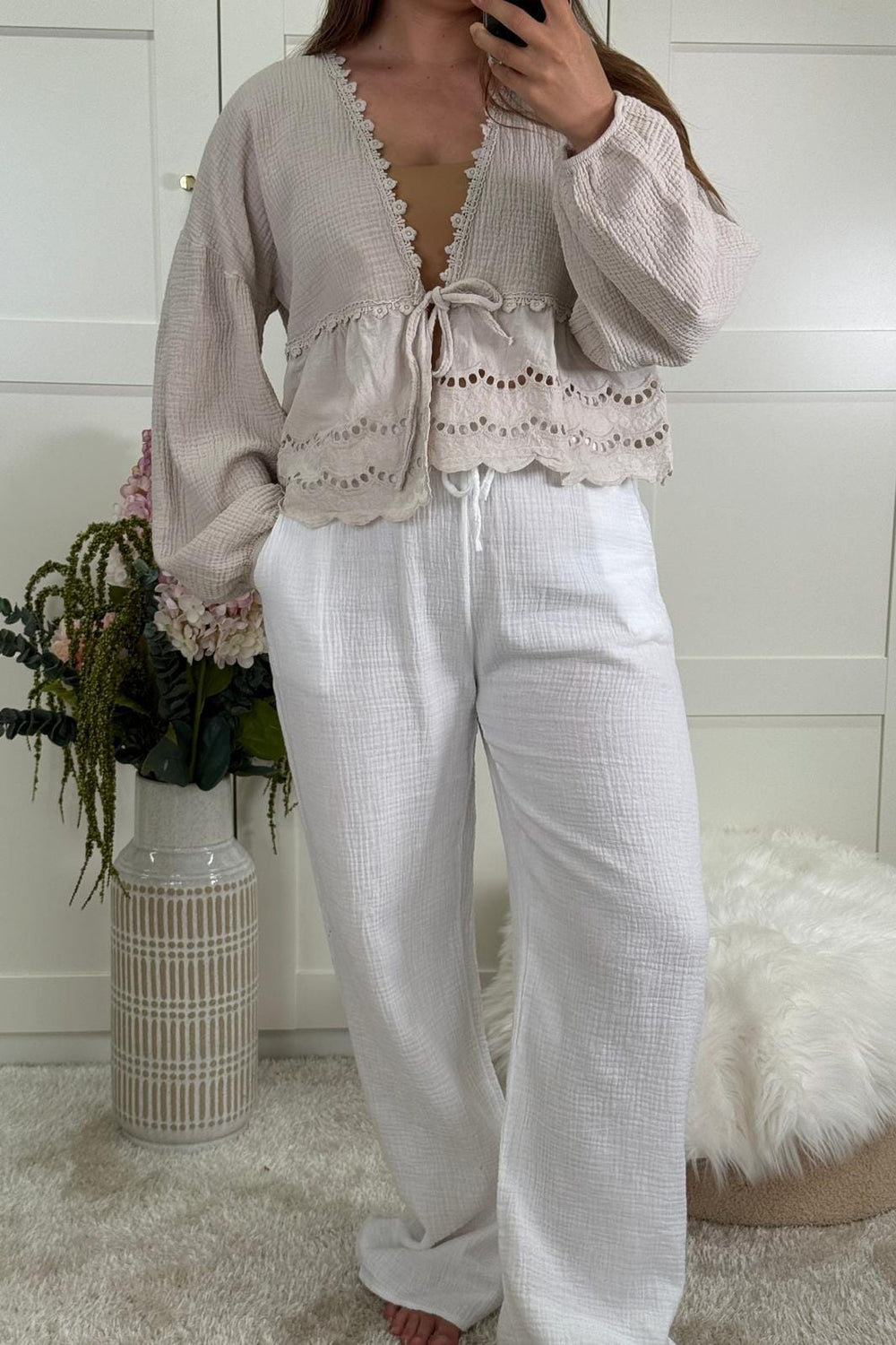 A-bee - Jenny Shirt - Beige Bluser 