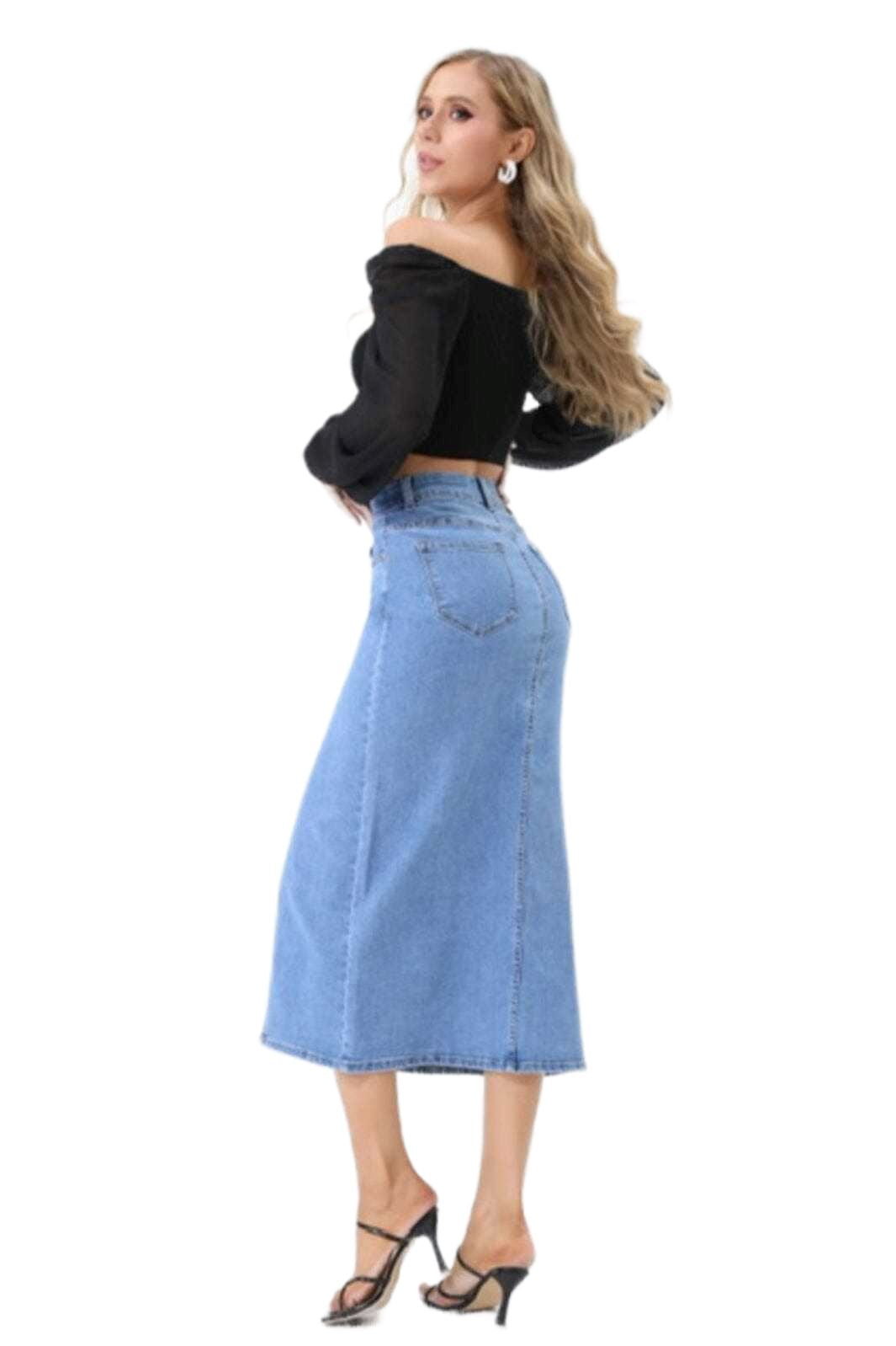 A-bee - Josefine Long Denim Skirt - Jeans Nederdele 