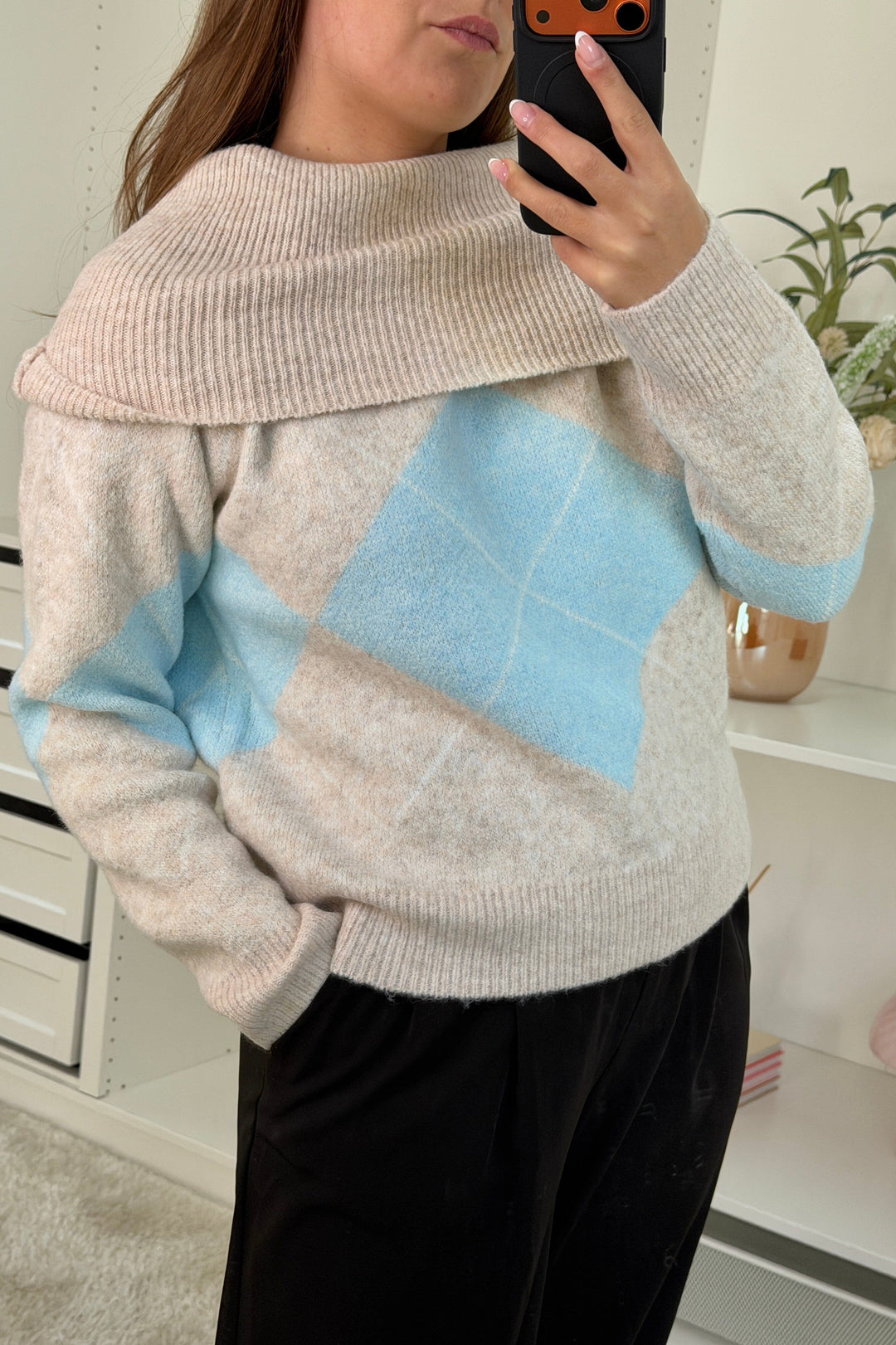 A-bee - Kenza Knit - Blue Strikbluser 