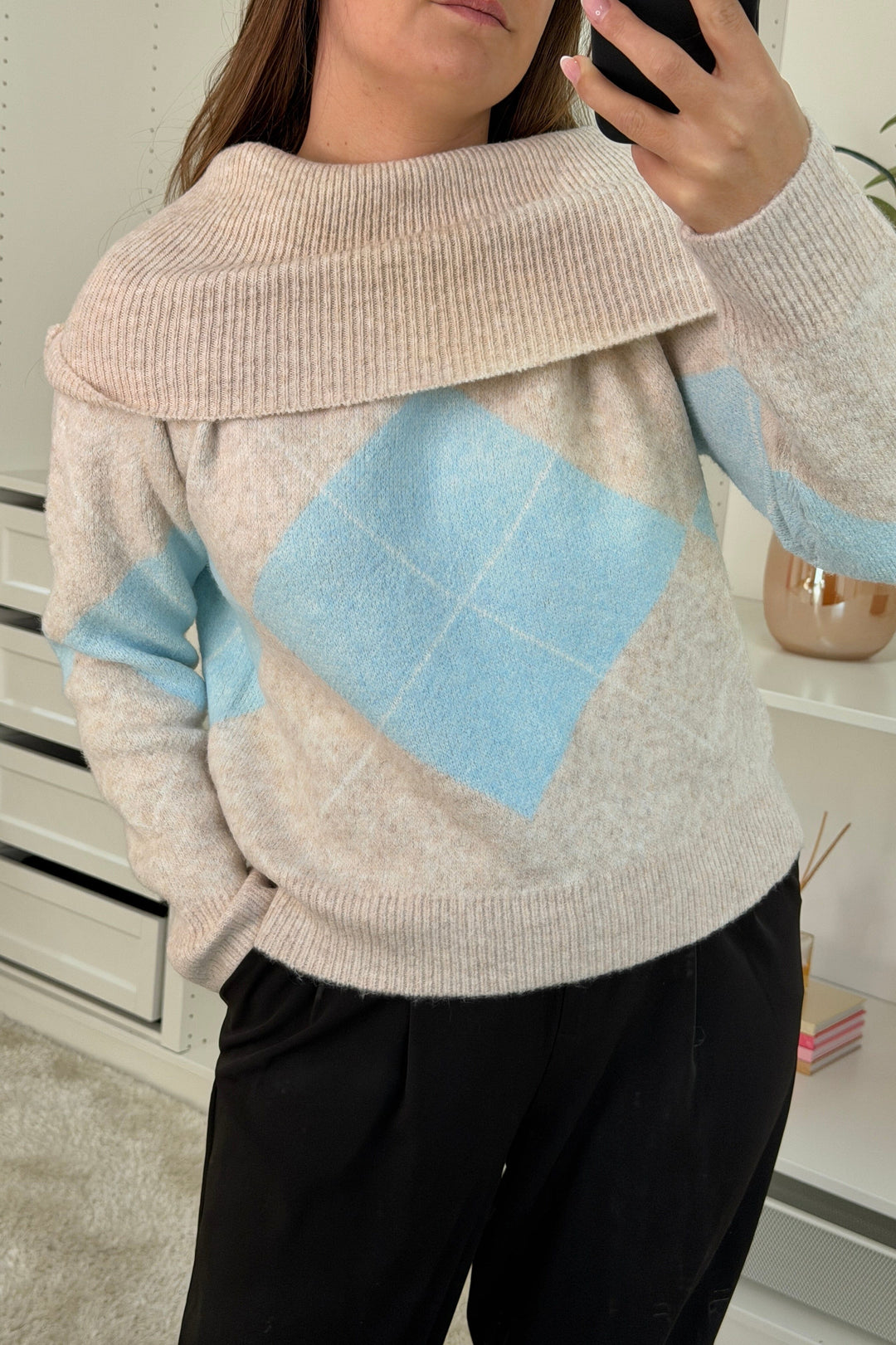A-bee - Kenza Knit - Blue Strikbluser 