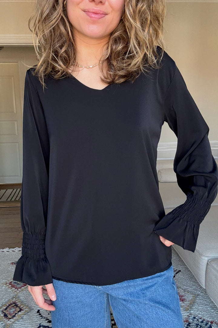 A-bee - Longe Sleeve Top - Black Bluser 