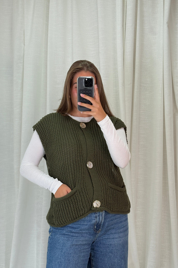 A-bee - Marya Vest - Khaki Veste 