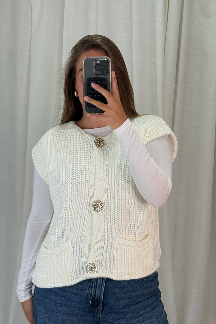 A-bee - Marya Vest - White Veste 