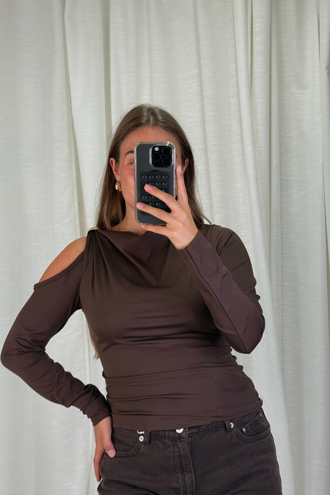 A-bee - Melinda Blouse - Dark Brown Bluser 