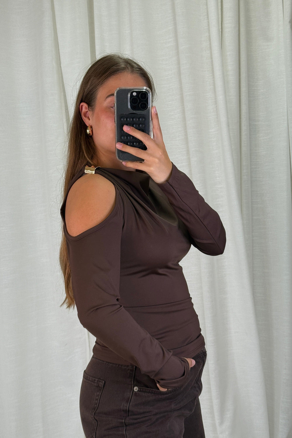 A-bee - Melinda Blouse - Dark Brown Bluser 