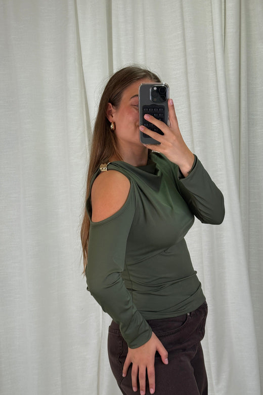A-bee - Melinda Blouse - Khaki Bluser 