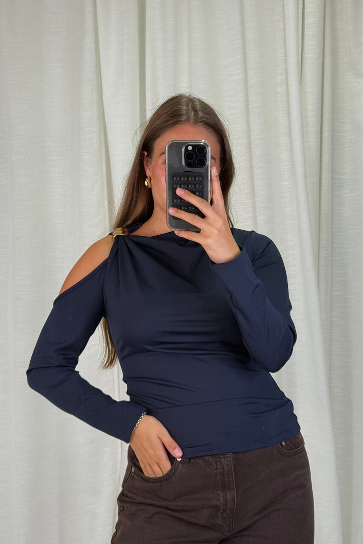 A-bee - Melinda Blouse - Navy Bluser 