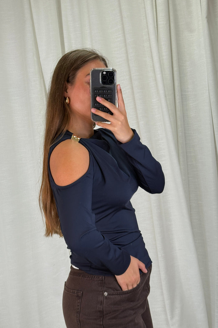 A-bee - Melinda Blouse - Navy Bluser 