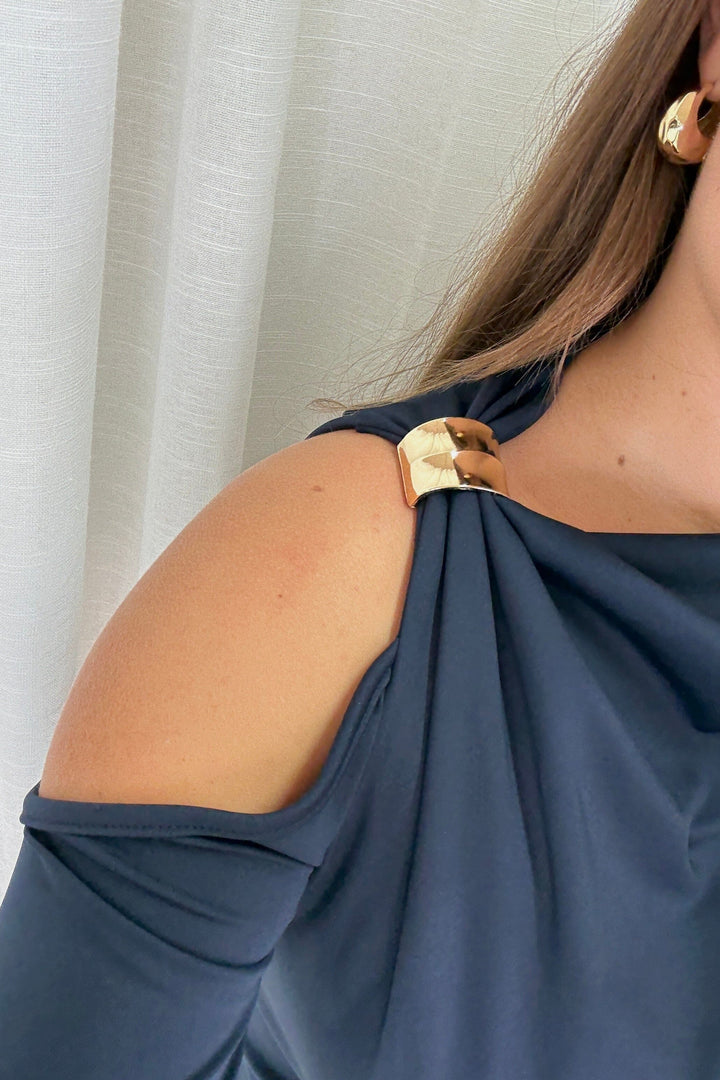 A-bee - Melinda Blouse - Navy Bluser 