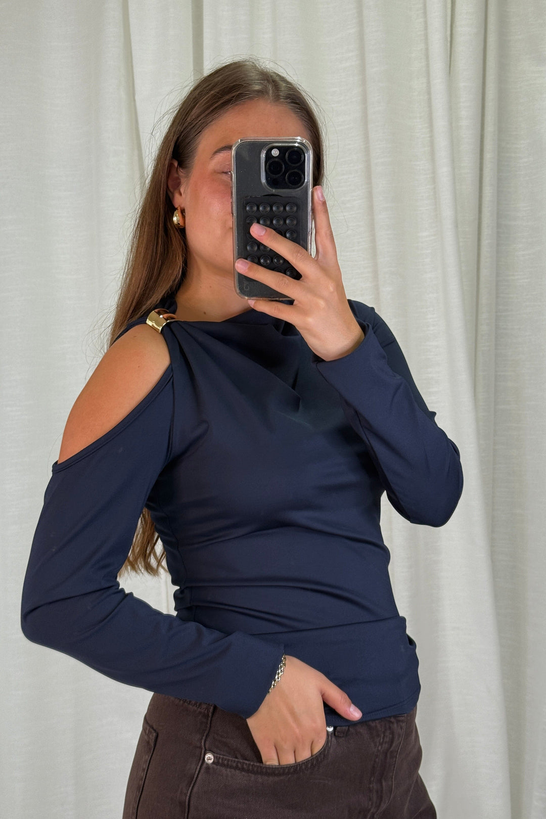 A-bee - Melinda Blouse - Navy Bluser 