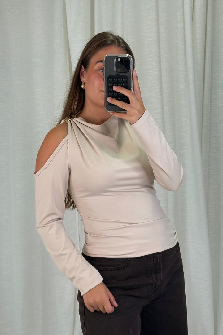 A-bee - Melinda Blouse - Taupe Bluser 
