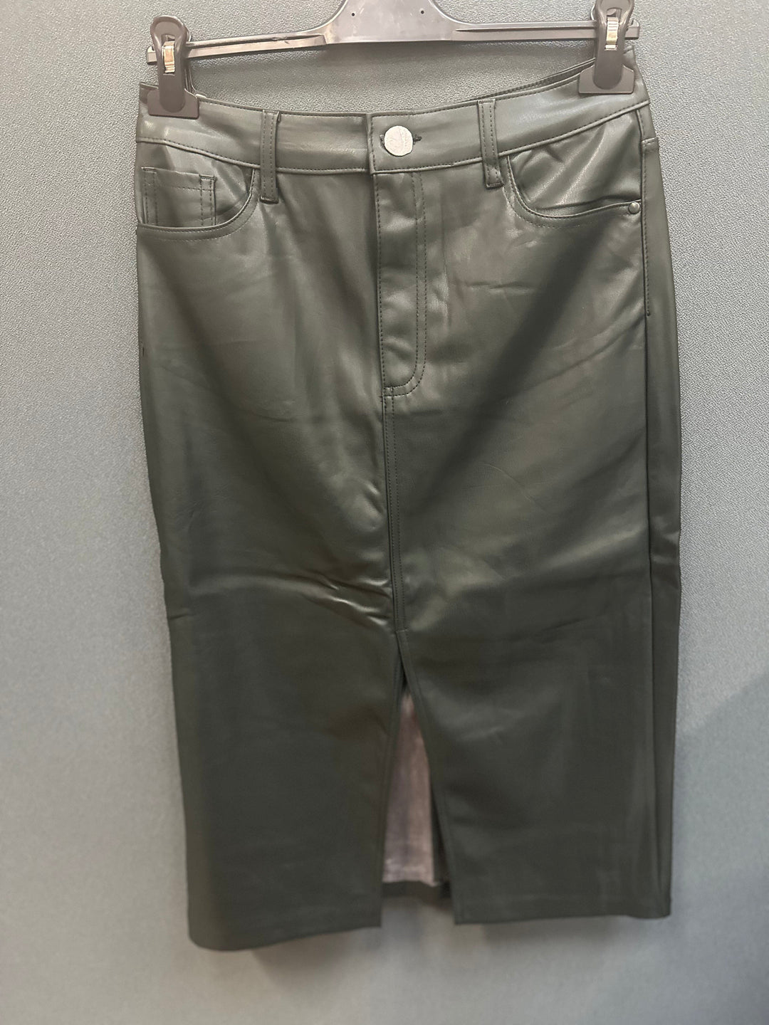 A-bee - Mid-Length Skirt w. Slit H2227 - Alpine Green Nederdele 