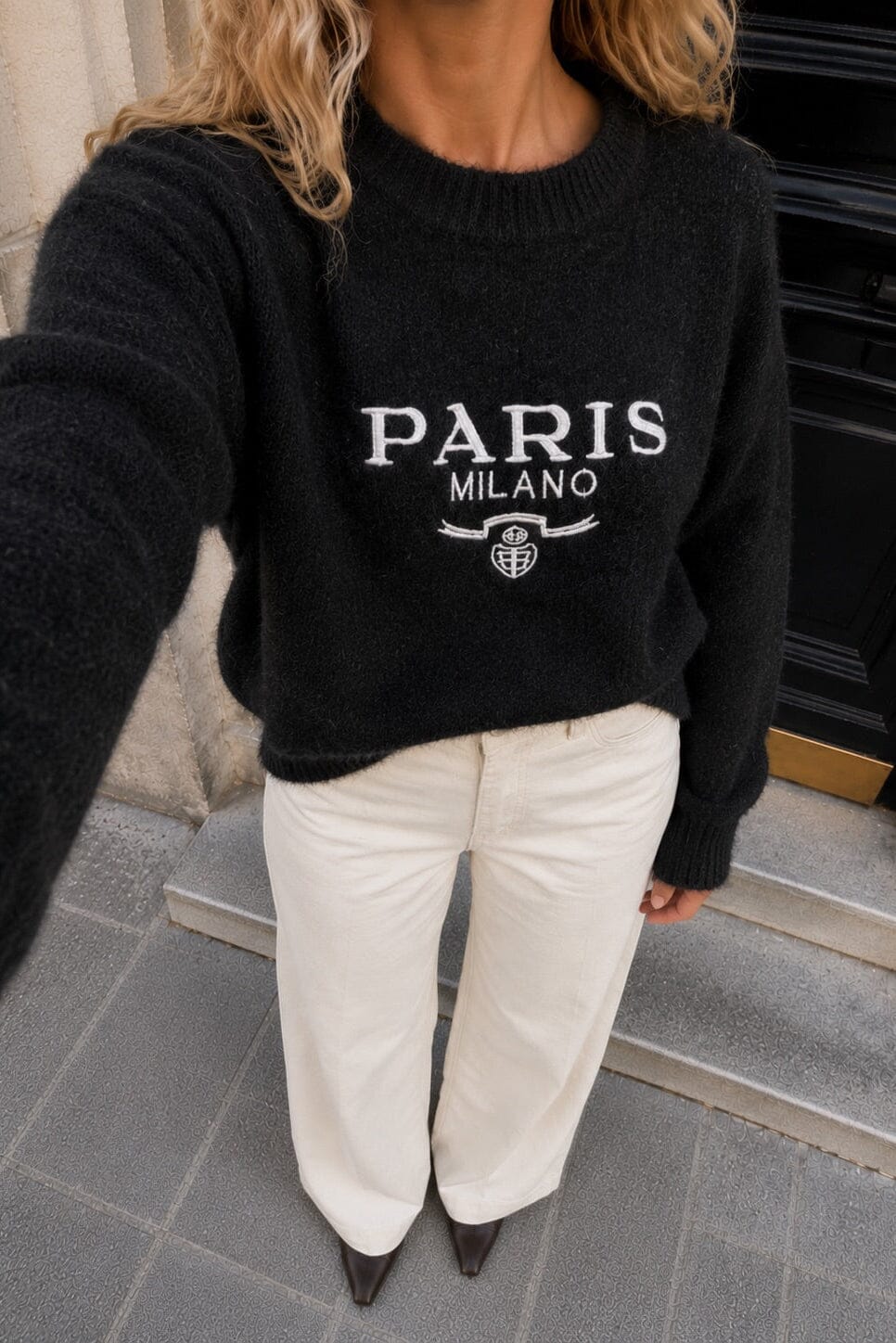 A-Bee - Ottilia Knit - Black Strikbluser 
