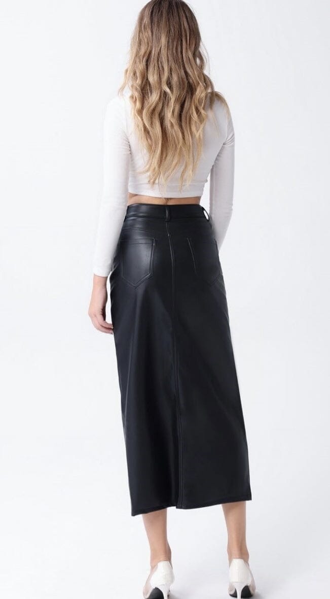 A-bee - Skirt Faux Leather P805 - Black Nederdele 