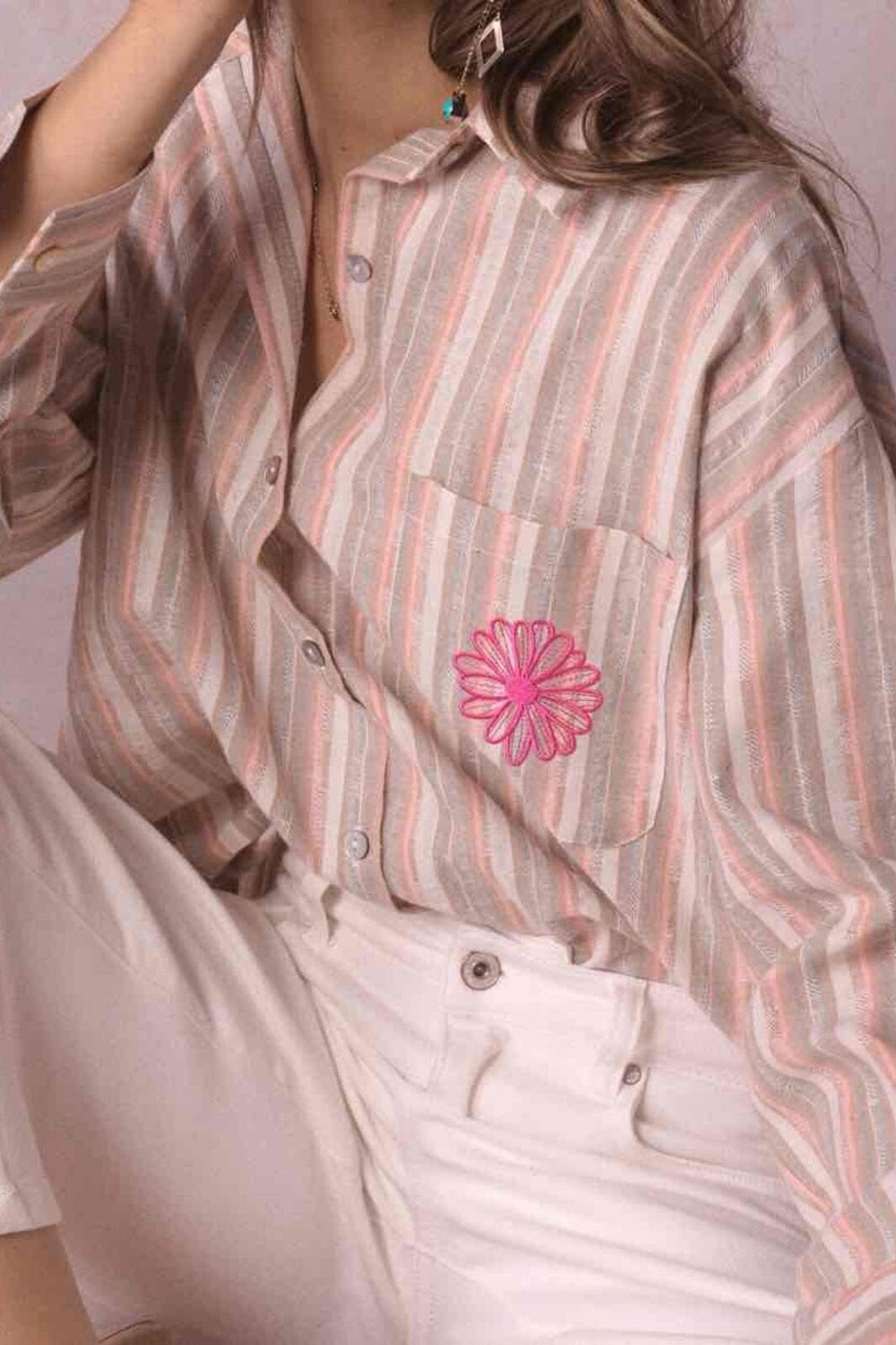 A-bee - Striped Shirt M2181-2 - Rose Shadow Skjorter 