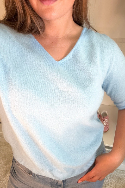 A-bee - Zara Strikbluse - Blue Strikbluser 