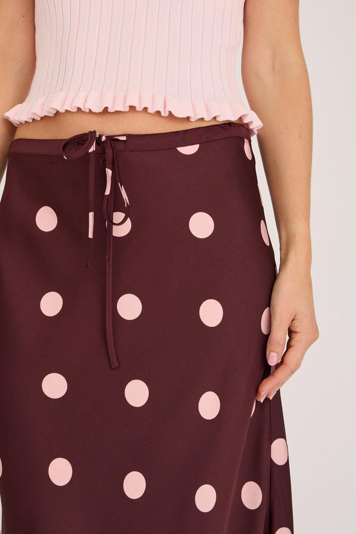 A-View - Emily Dot Skirt AV8192 - 373 - Bordeaux/Rose Nederdele 