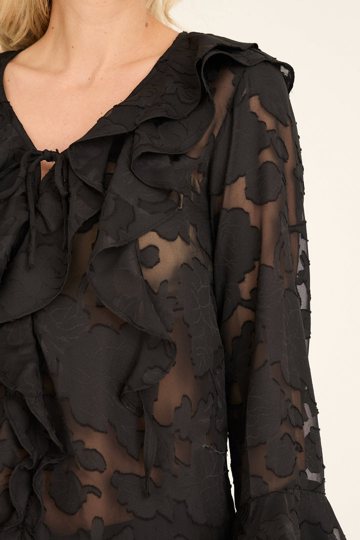 A-View - Floretta Blouse AV6090 - 999 - Black Bluser 