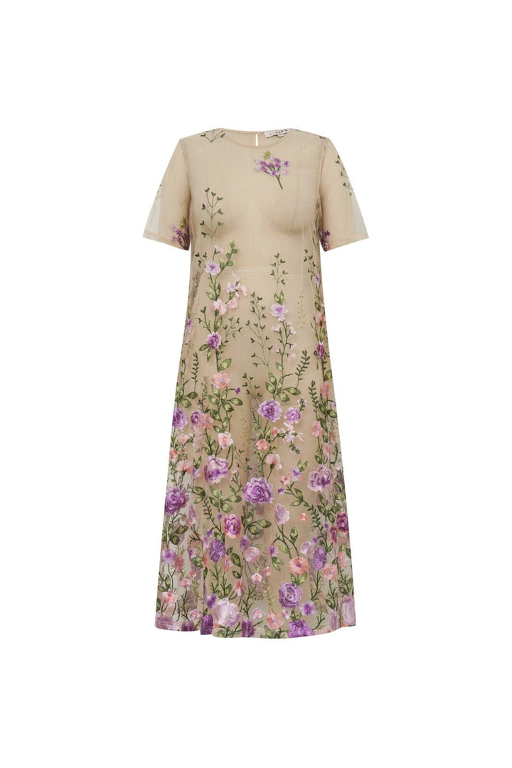 A-View - Fuschia Midi Dress AV7086 - 180 - Green/Purple