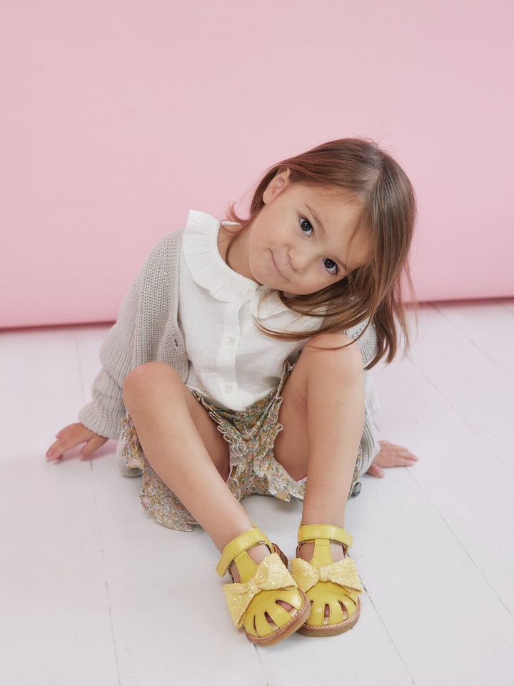 Angulus - Begynder sandal med glittersløjfe og velcrolukning - 2724/2825 Pineapple/Pineapple Glitter Gender_drenge, Gender_piger 