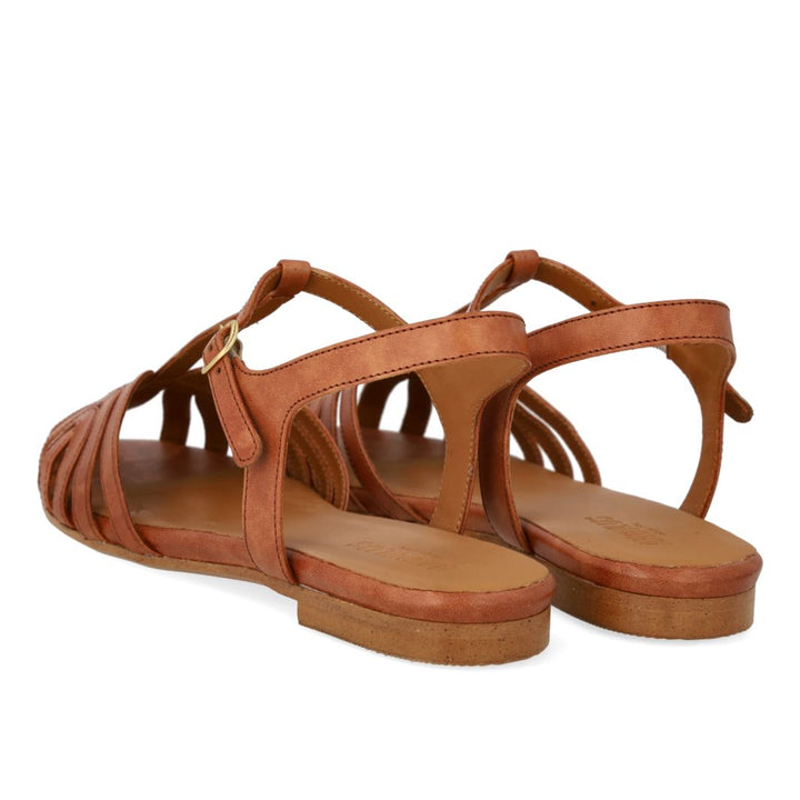 Angulus - Flad Sandal Med Smuk Organisk Frontdetalje 5841-101 - 1789 Tan